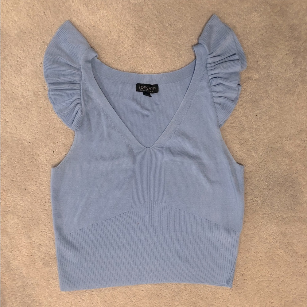 Topshop ruffle sleeve crop tank top